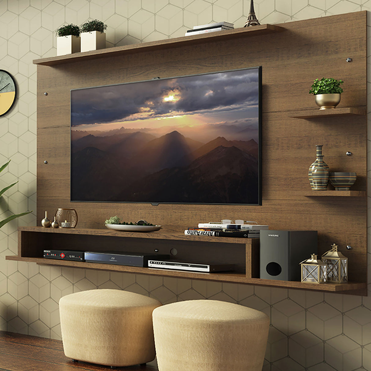 Panel de TV Alfa Marron 180x135cm Para TV Hasta 60 Pulgadas - Muebles de TV | Bylmo