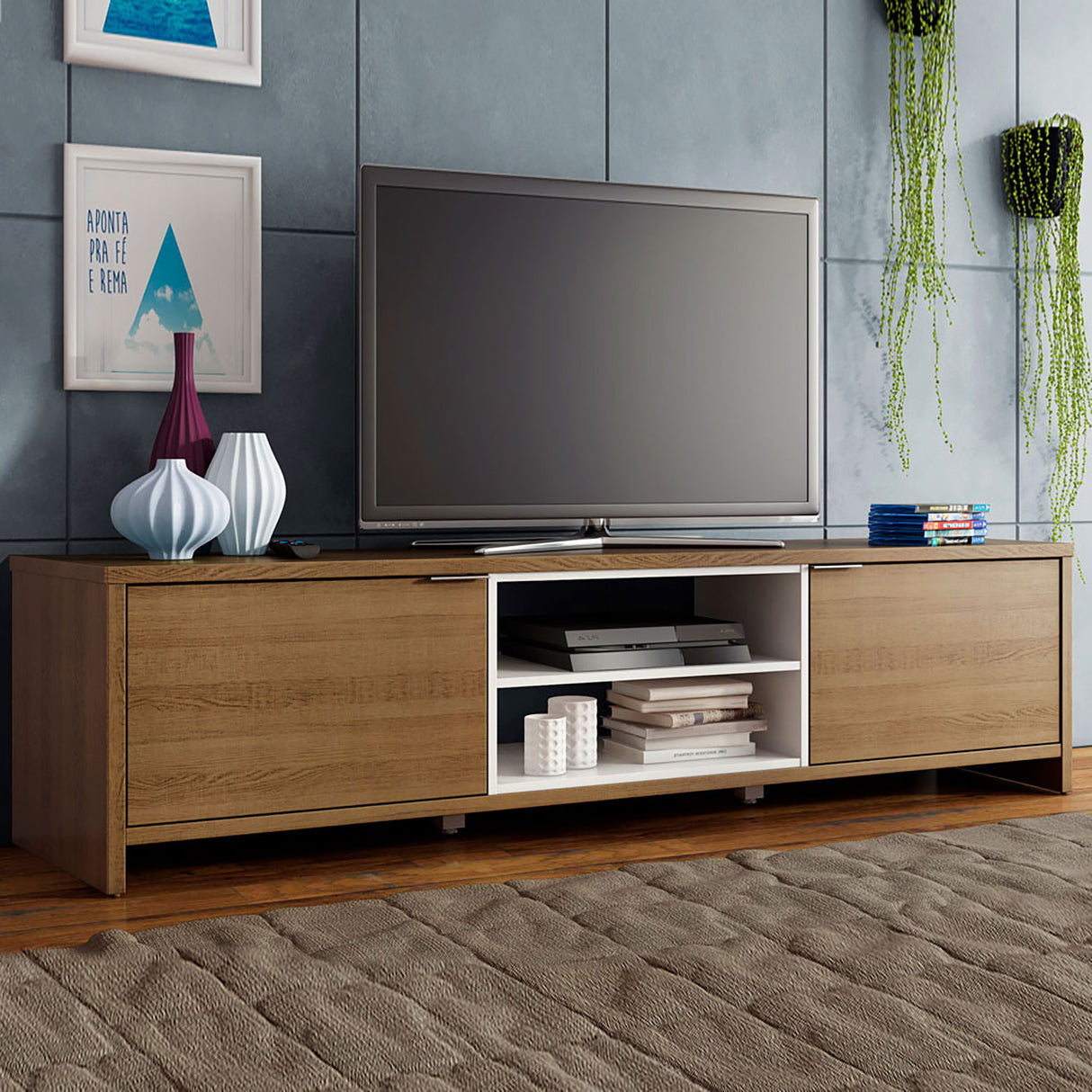 Rack de TV Metz Marron 180x48cm Para TV Hasta 75 Pulgadas - Muebles de TV | Bylmo