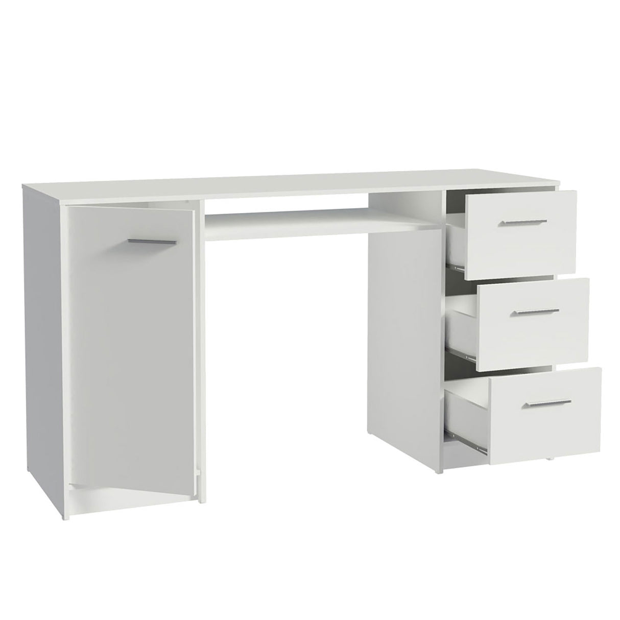 Mesa de Computador Alaska Blanco 136x77cm con Tres Cajones - Escritorios | Bylmo