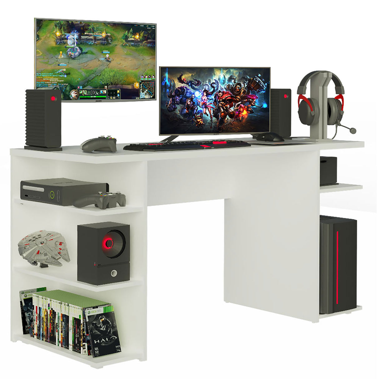 Escritorio Gamer Alaska B Blanco 136x75cm Sin Cajones - Escritorios | Bylmo