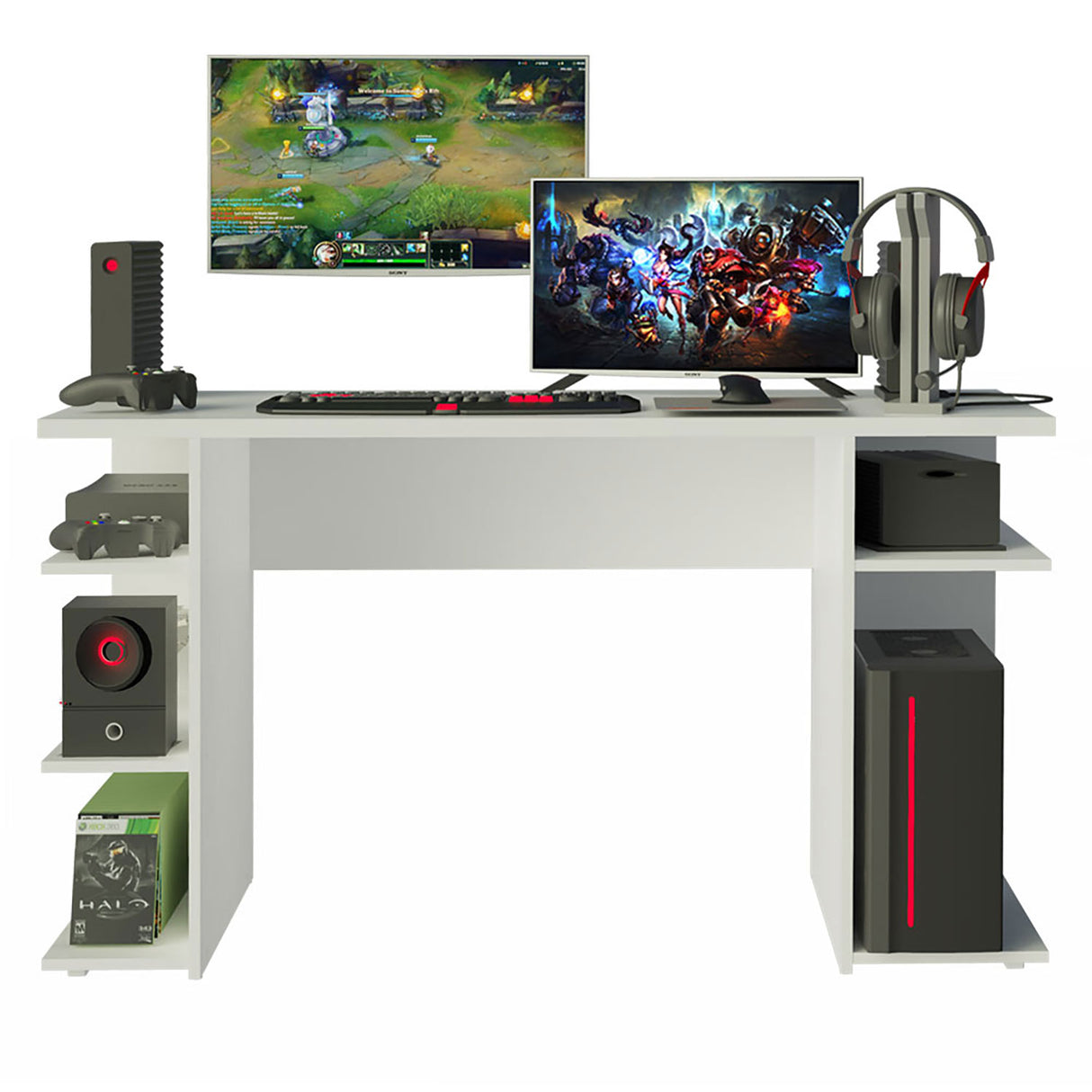 Escritorio Gamer Alaska B Blanco 136x75cm Sin Cajones - Escritorios | Bylmo
