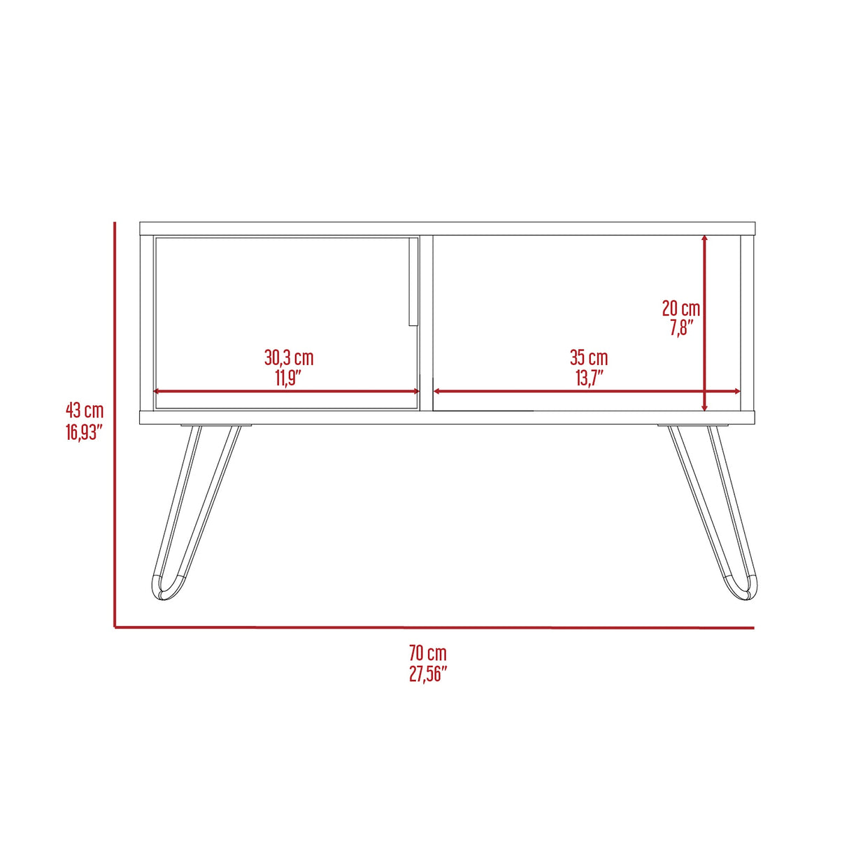 Mesa de Centro Borealis Carbón y Ceniza 70x43cm Rectangular - Mesas de Centro | Bylmo
