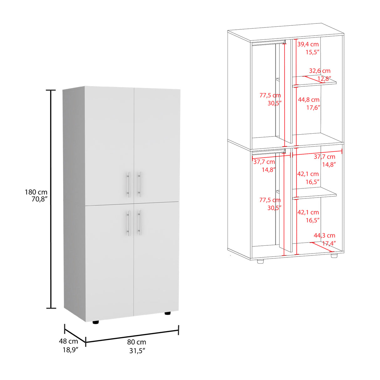 Closet Hazel Blanco 80x180cm Sin Cajones - Closets | Bylmo