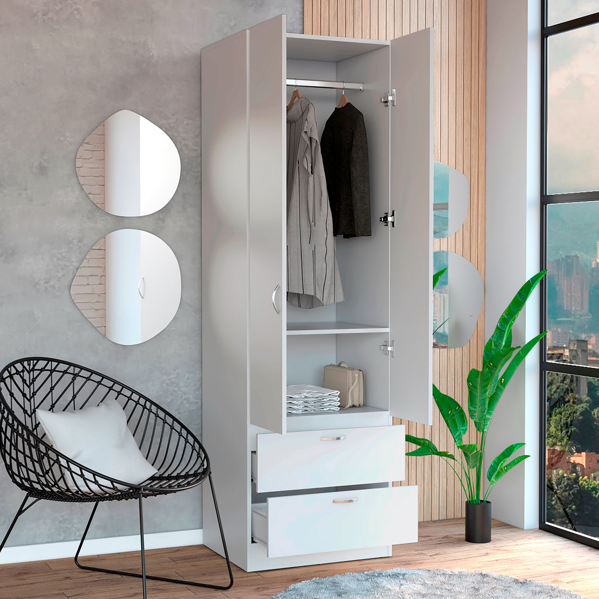 Closet Vicco Blanco 59.2x195cm con Dos Cajones - Closets | Bylmo