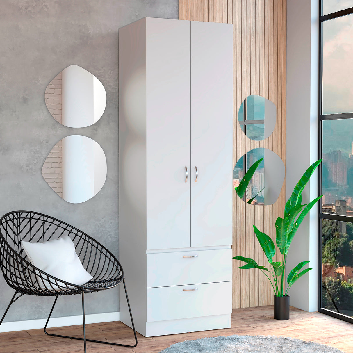 Closet Vicco Blanco 59.2x195cm con Dos Cajones - Closets | Bylmo