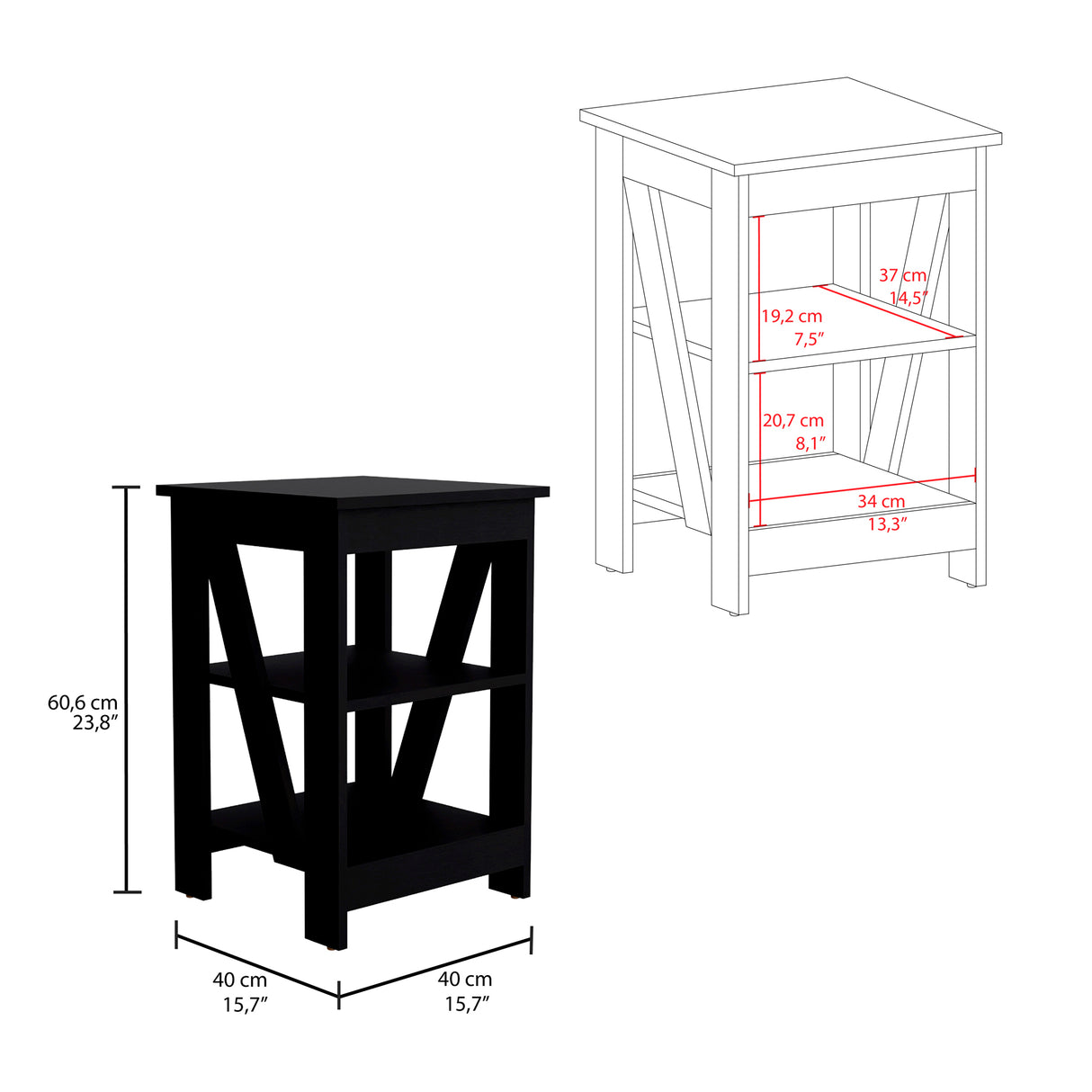 Mesa Auxiliar Taylor Wengue 40x60.6cm Rectangular con Patas - Mesas Auxiliares | Bylmo