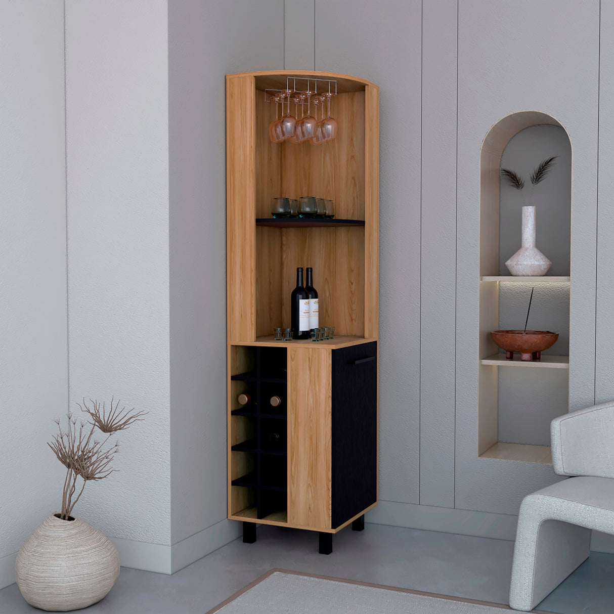 Bar Esquinero Kaia Fresno Europeo 45x180cm con Patas - Bares | Bylmo