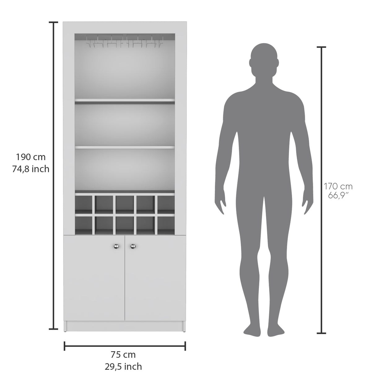 Bar Alto Nebo Blanco 75x190cm de Piso - Bares | Bylmo