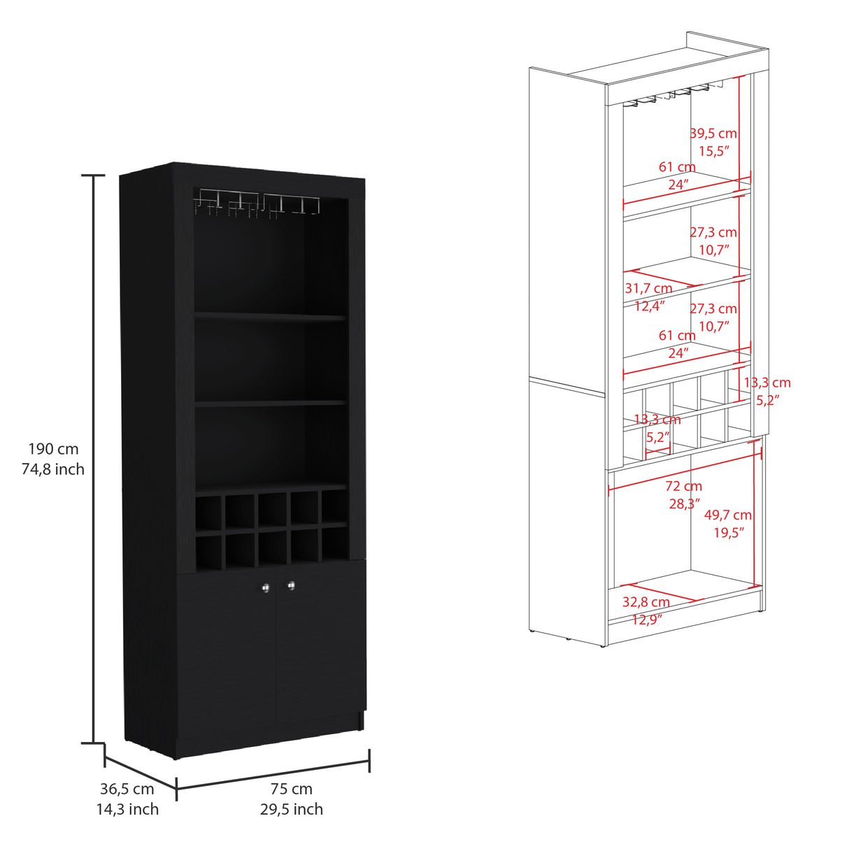 Bar Alto Nebo Wengue 75x190cm de Piso - Bares | Bylmo