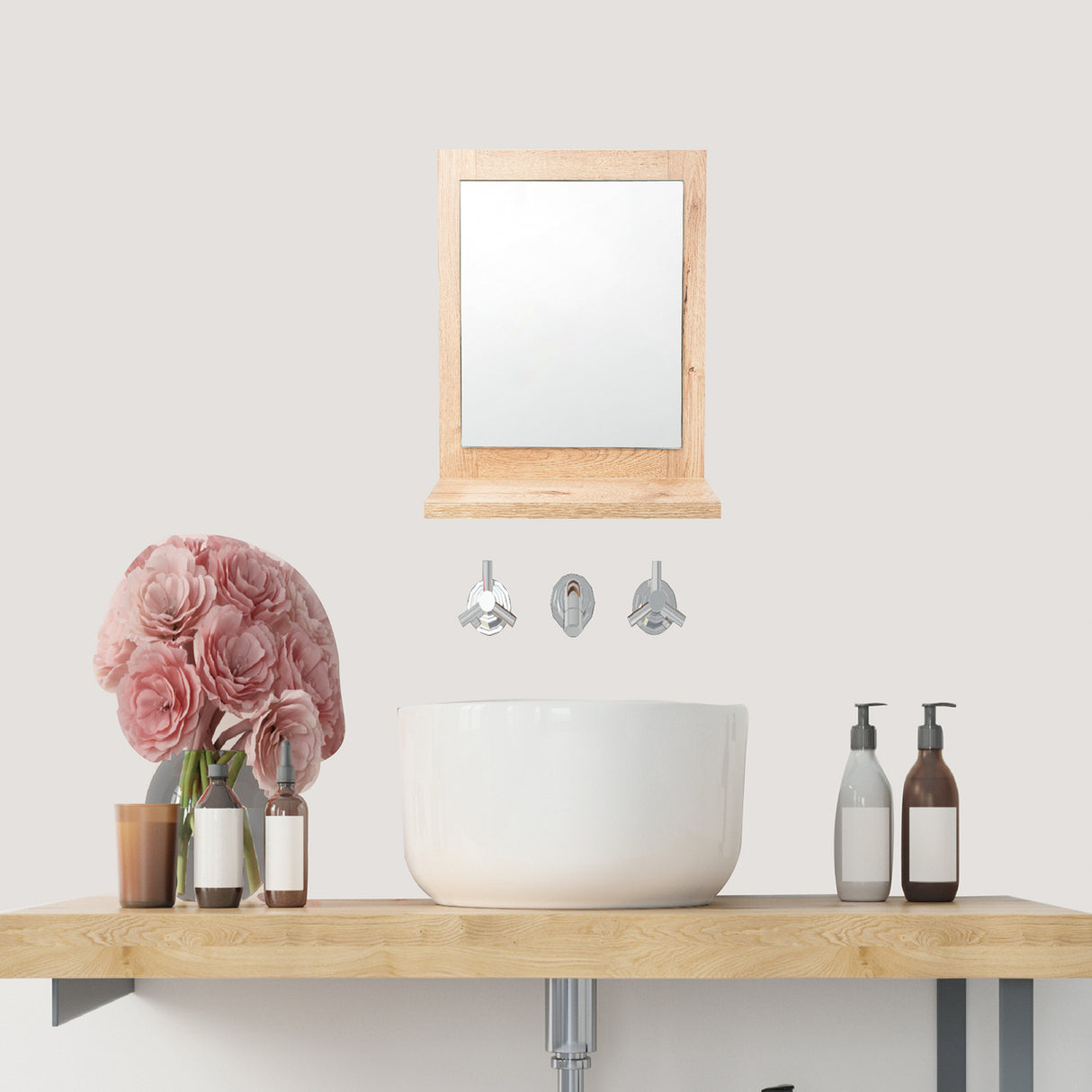 Espejo Make - Up 35x35cm Rectangular Con Marco en Madera - Espejos Decorativos | Bylmo