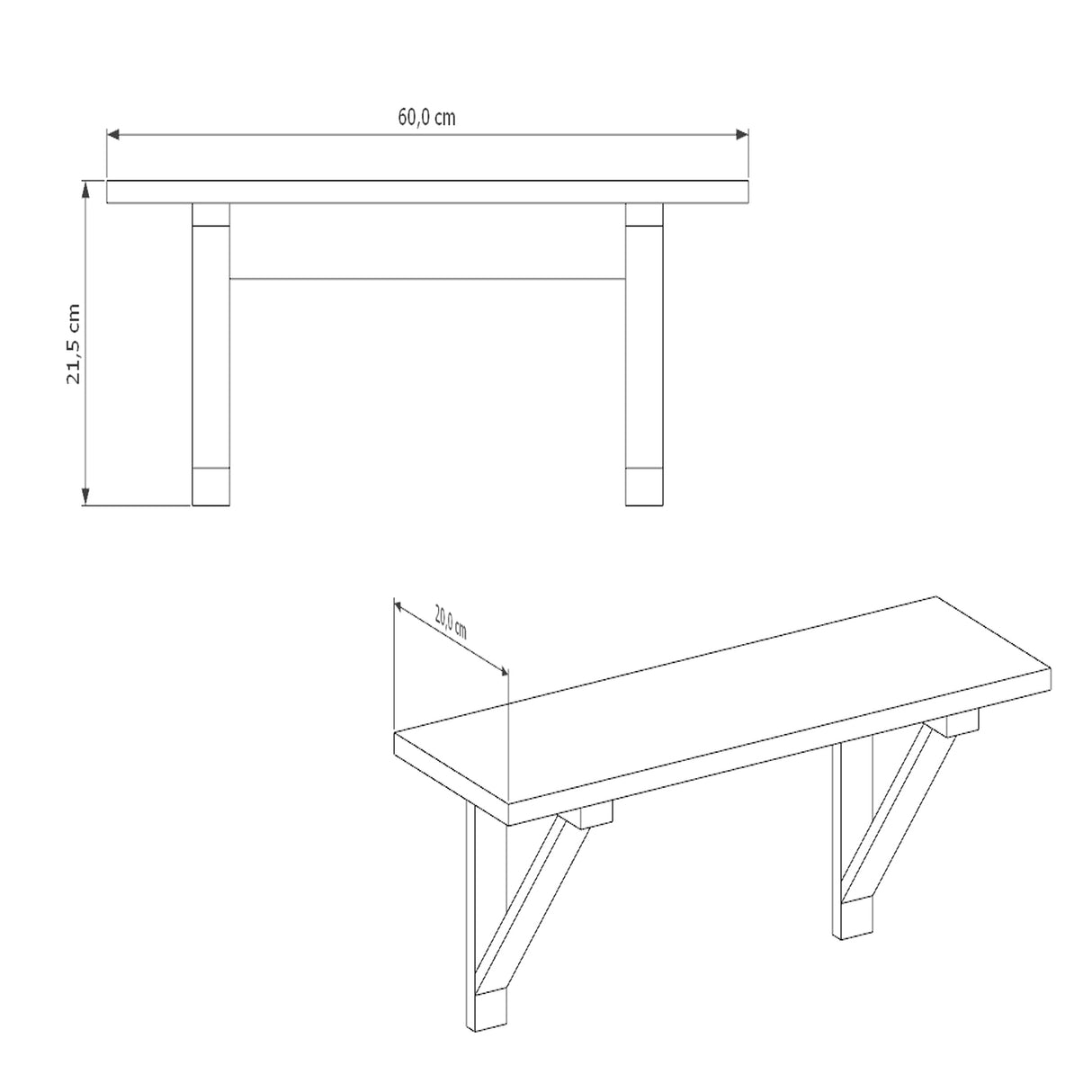 Repisa Bella Cafe 22x60cm Rectangular - Repisas y Percheros | Bylmo