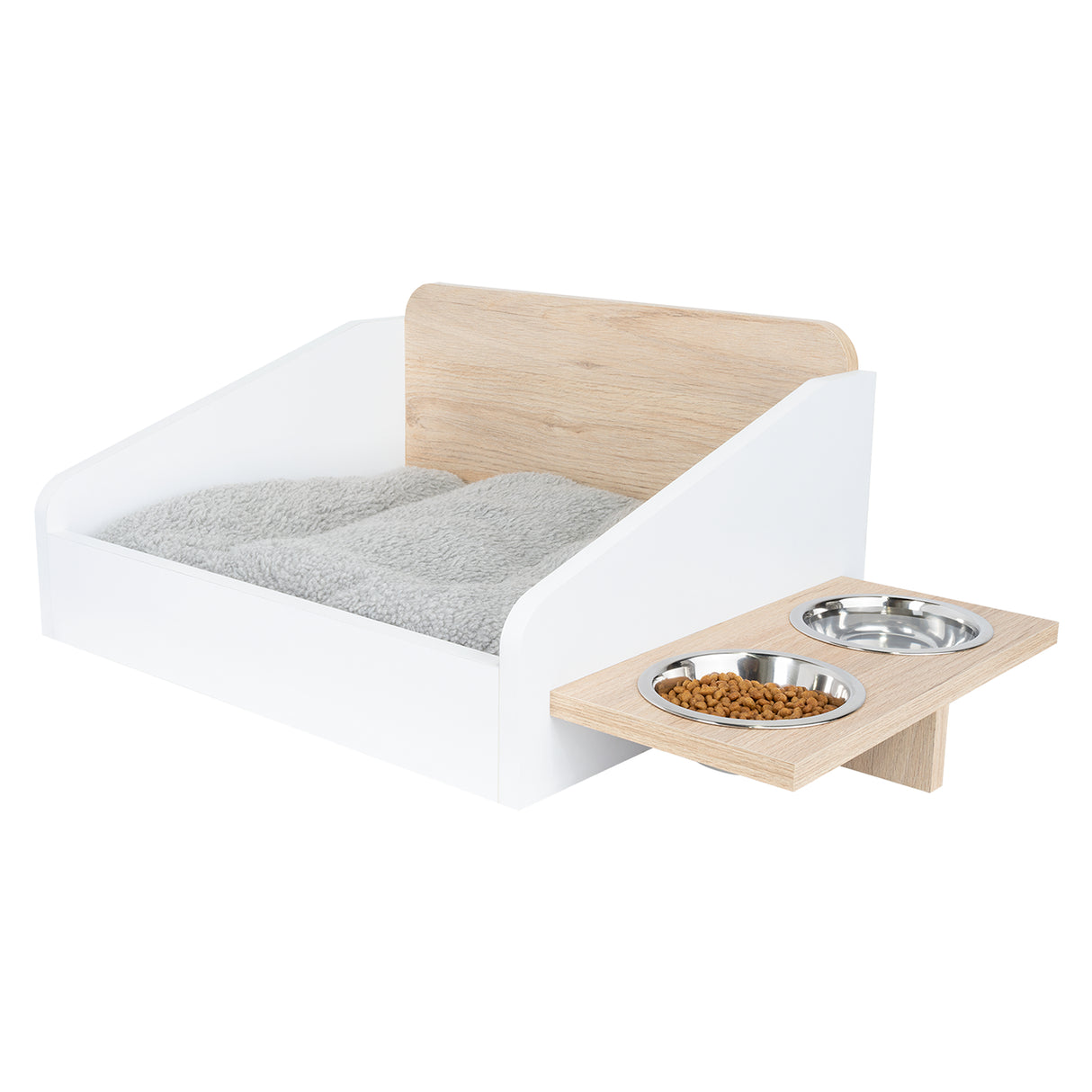 Combo Cama y Comedero para Mascota Sammy Cafe 90x25cm Para Gatos Medianos - Muebles para Mascotas | Bylmo