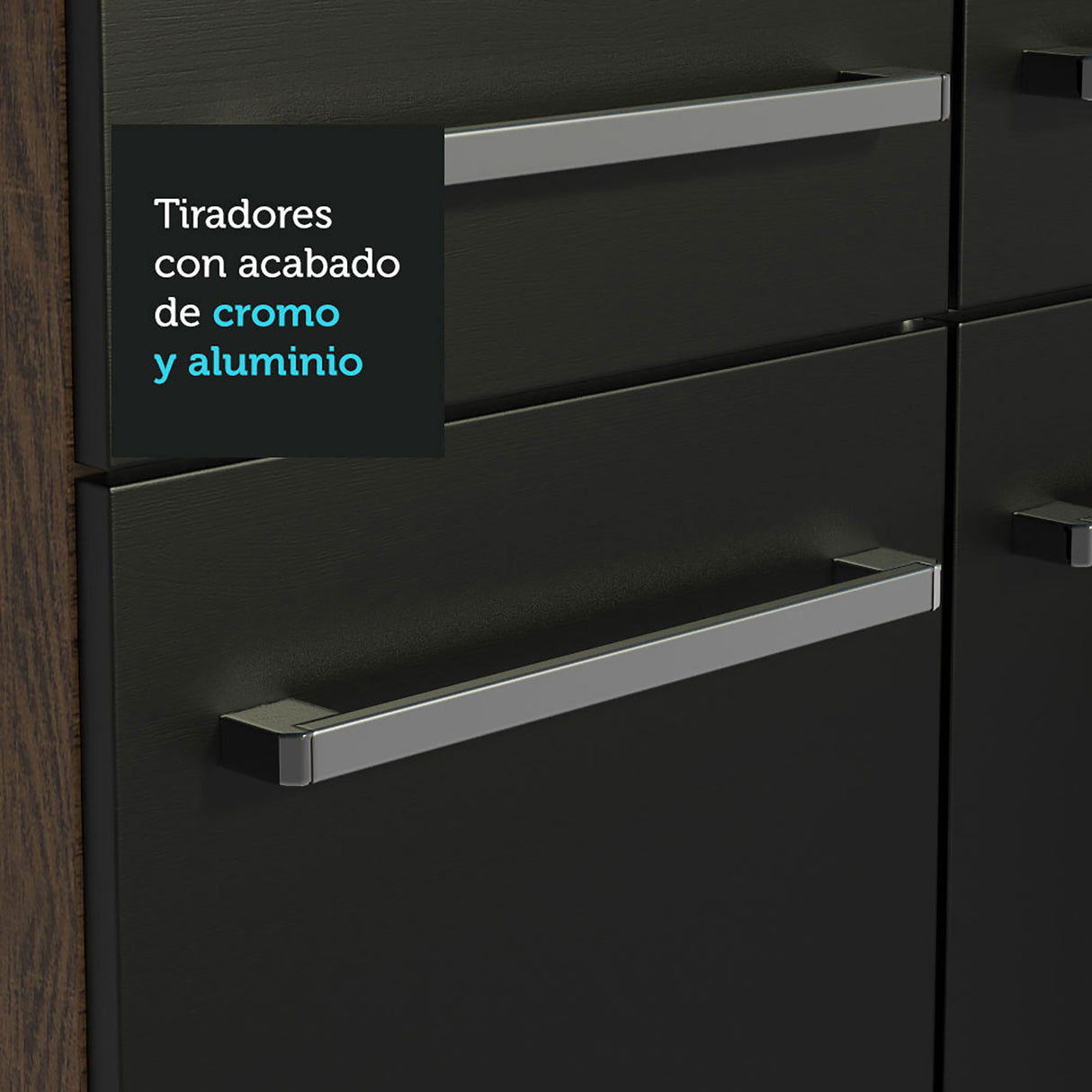 Cocina Integral Emilly Pop Marron y Negro 229x186cm con Mesón de Madera - Cocinas | Bylmo
