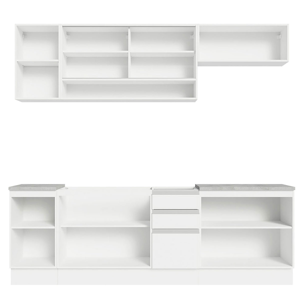 Cocina Integral Glamy Blanco 240x225cm con Mesón de Madera - Cocinas | Bylmo