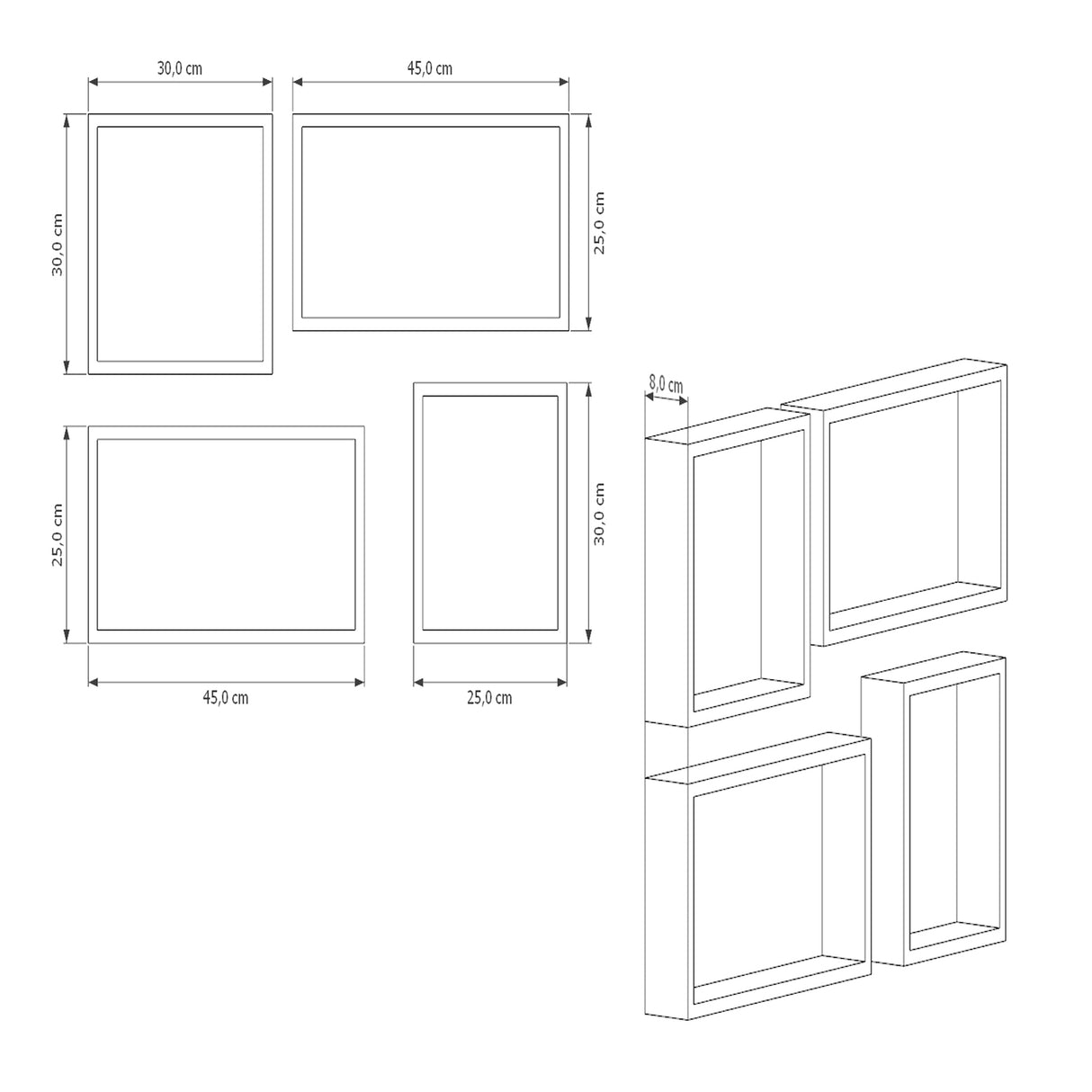 Set de 4 Repisas Utah Cafe Claro Rectangular Flotantes de Diferentes Medidas - Repisas y Percheros | Bylmo