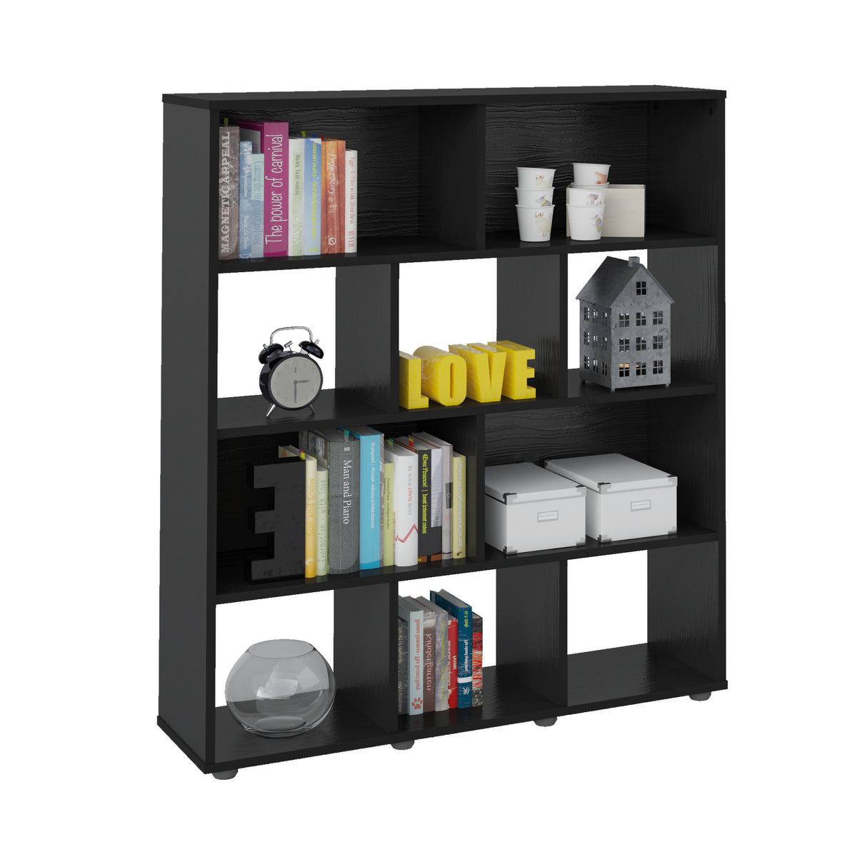 Biblioteca Book Negro 91x109cm Rectangular con 3 Entrepaños - Bibliotecas y Estanterías | Bylmo