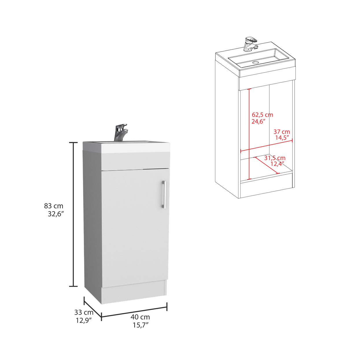 Mueble para Lavamanos Madrid Blanco 40x83cm Con Lavamanos - Muebles para Lavamanos | Bylmo