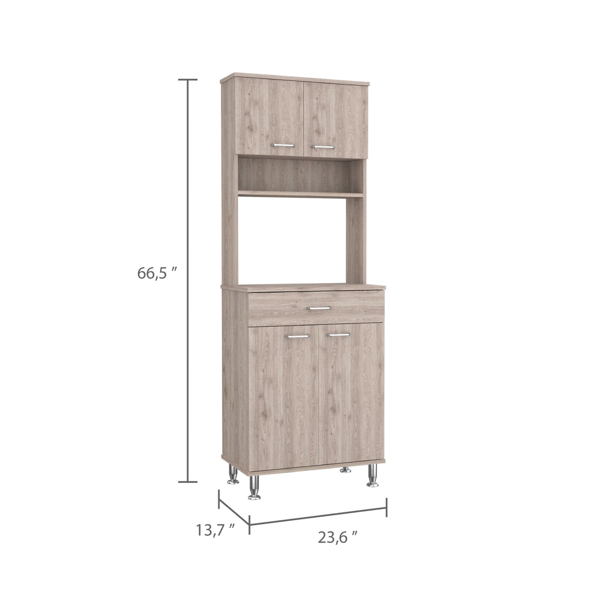 Alacena Della 60 Ceniza 60x169cm con Patas - Alacenas y Muebles Microondas | Bylmo