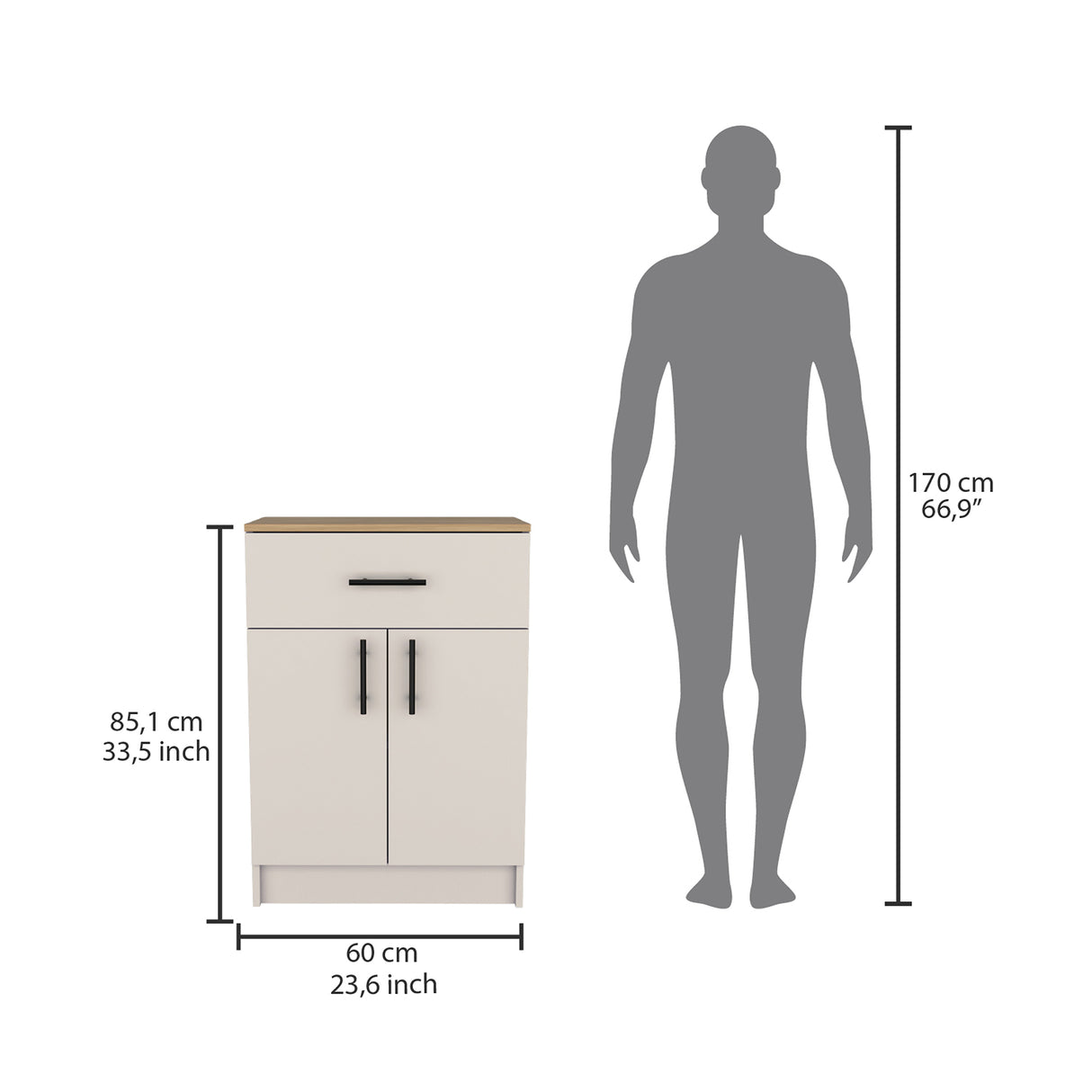 Alacena Mayorca Capri y Fresno Europeo 60x85.1cm sin Patas - Alacenas y Muebles Microondas | Bylmo