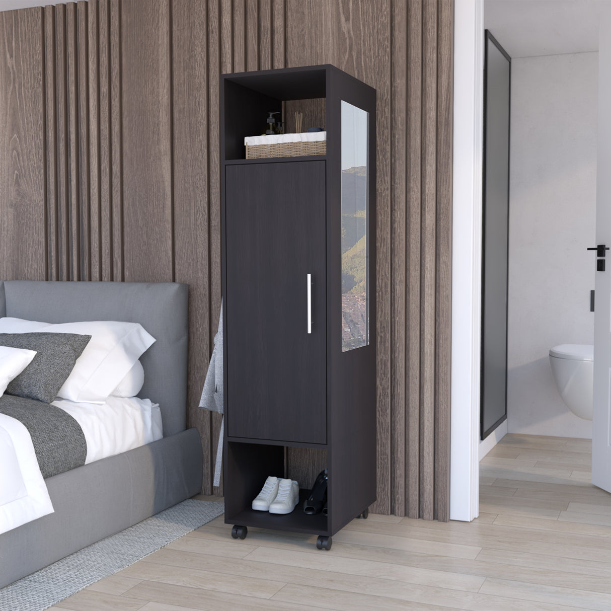 Closet Custer Wengue 40x160cm Con Tres Compartimientos y Puertas - Closets | Bylmo