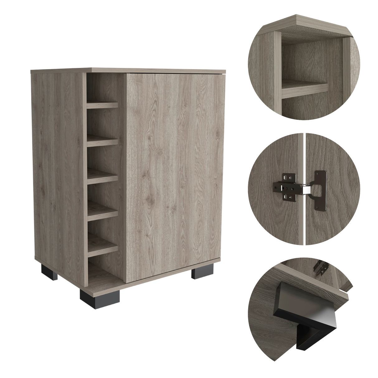 Bar Bajo Aurora Ceniza 62x81.7cm con Portabotellas - Bares | Bylmo