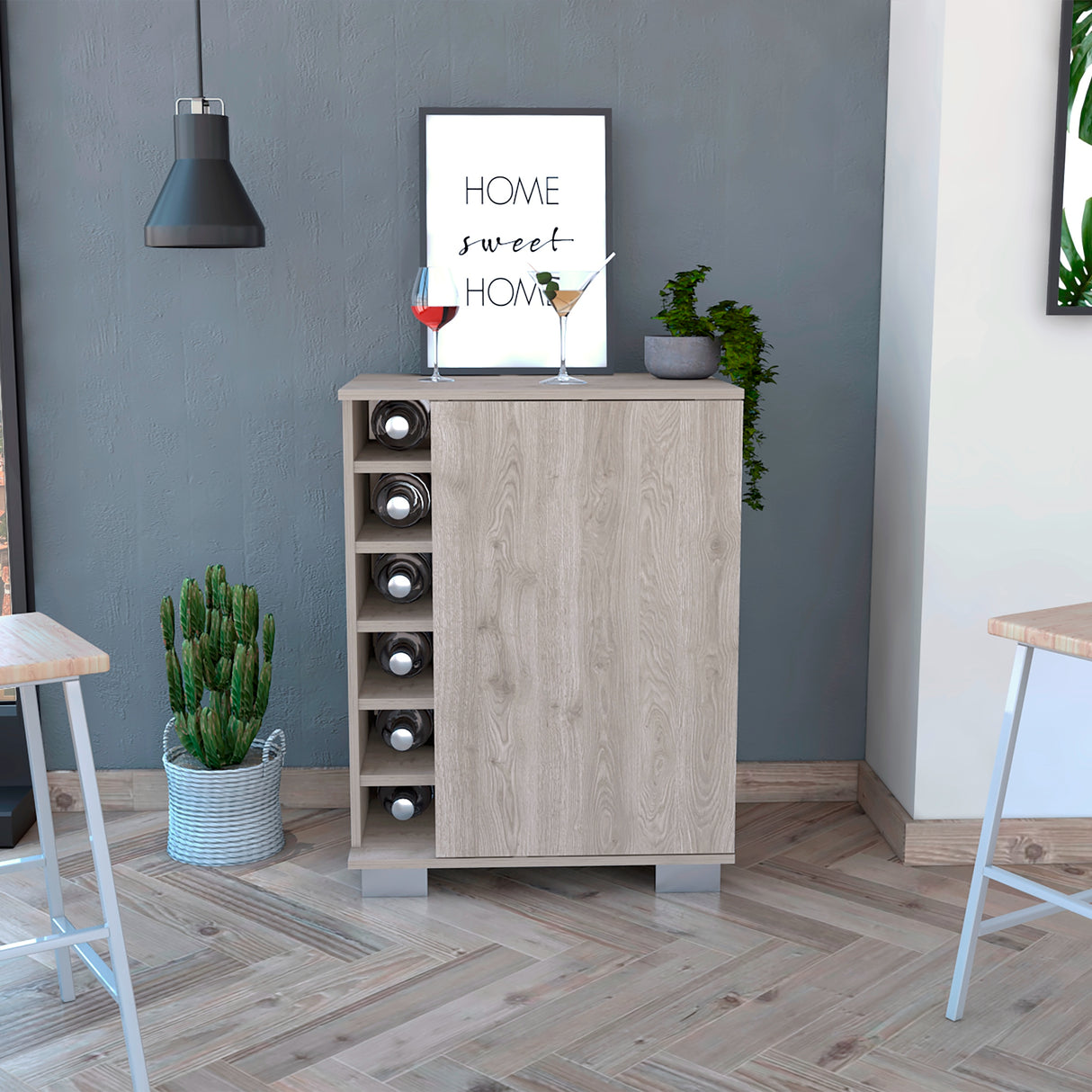 Bar Bajo Aurora Ceniza 62x81.7cm con Portabotellas - Bares | Bylmo