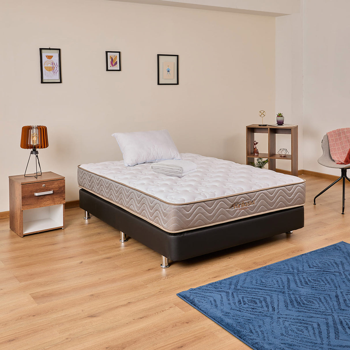 Combo Base Cama y Colchón Litium Sencillo 100x190cm Negro Medio Firme Ortopédico - Colchones | Bylmo