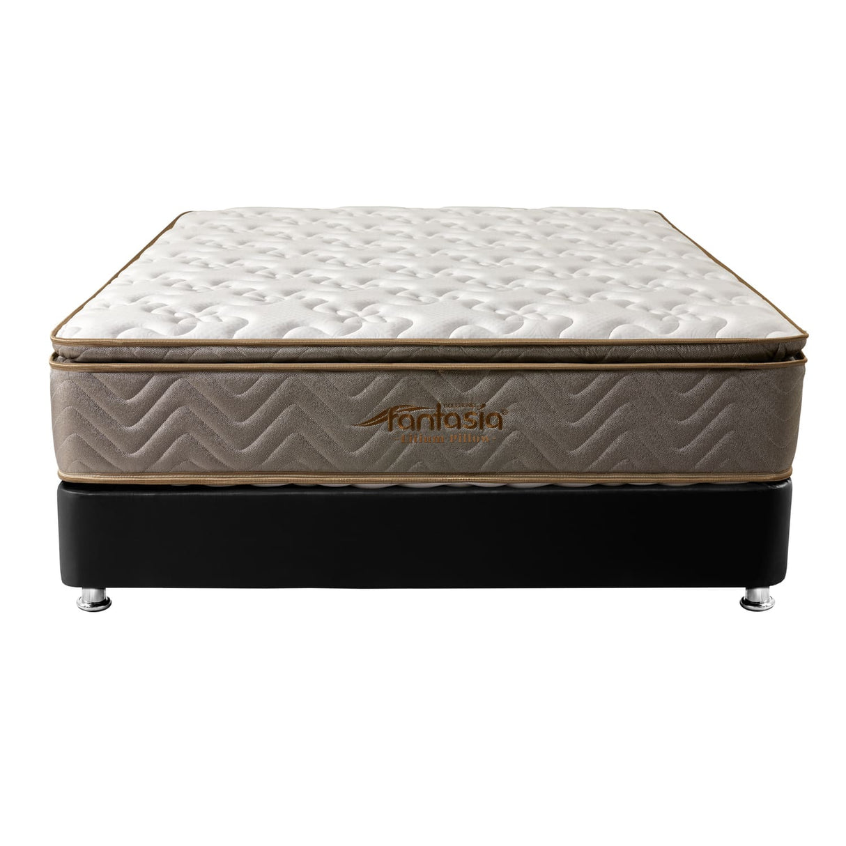 Combo Base Cama y Colchón Litium Pillow Semidoble 120x190cm Negro Medio Firme Ortopédico - Colchones | Bylmo