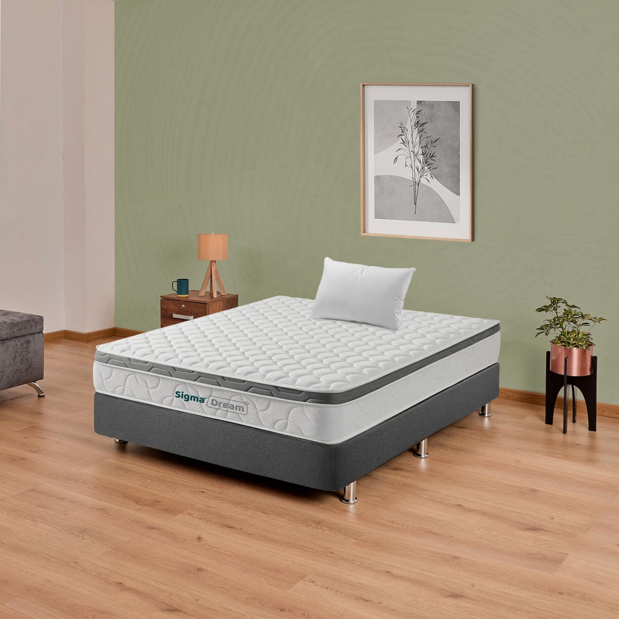 Combo Base Cama y Colchón Sigma Sencillo 100x190cm Medio Firme Ortopédico - Colchones | Bylmo