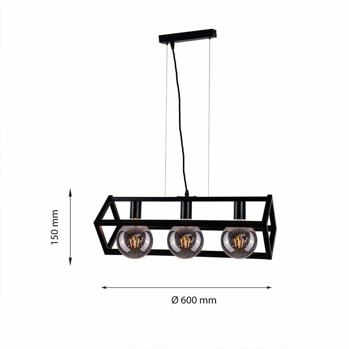 Lámpara Colgante Athenas Negro 15x15cm de Techo con Bombilla - Iluminacion | Bylmo