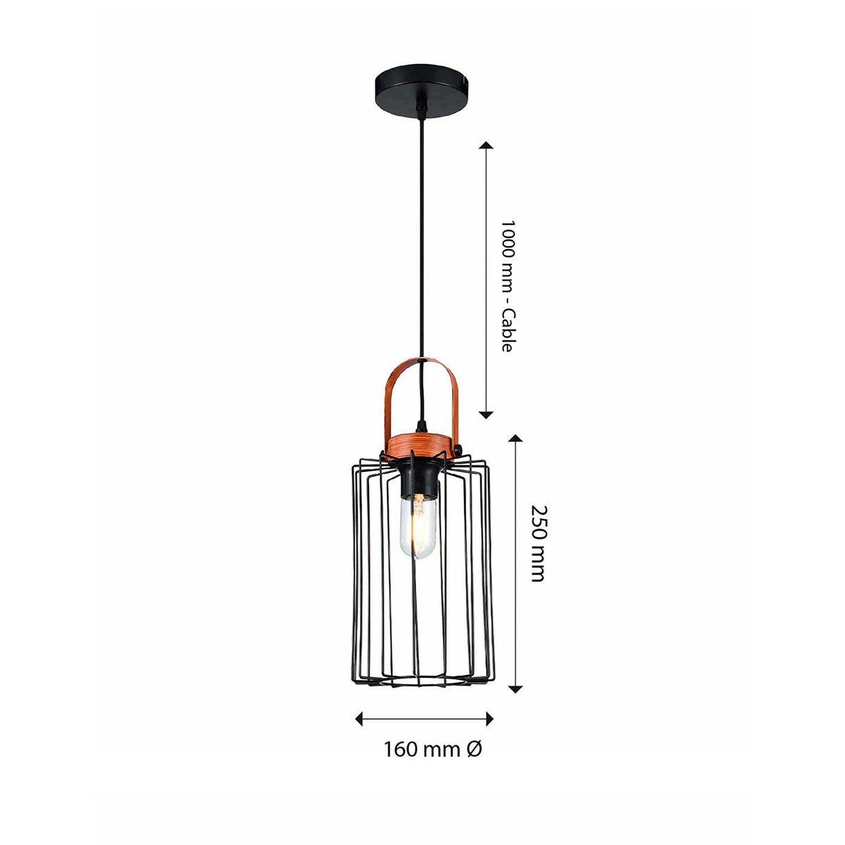 Lámpara Colgante Aymar Negro 16x16cm de Techo con Bombilla - Iluminacion | Bylmo