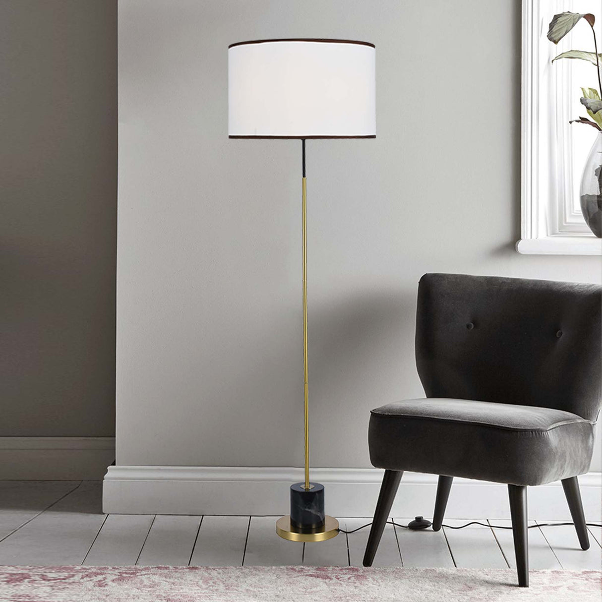 Lámpara De Piso Dafne Dorado 45x160cm Con Bombilla LED - Iluminacion | Bylmo