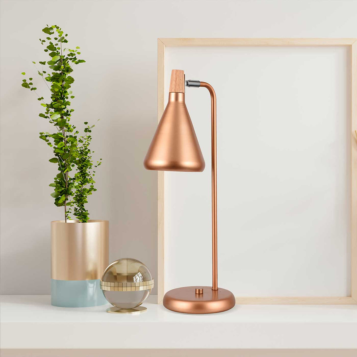 Lámpara De Mesa Clementina Cobre 12x48cm Con Bombilla LED - Iluminacion | Bylmo