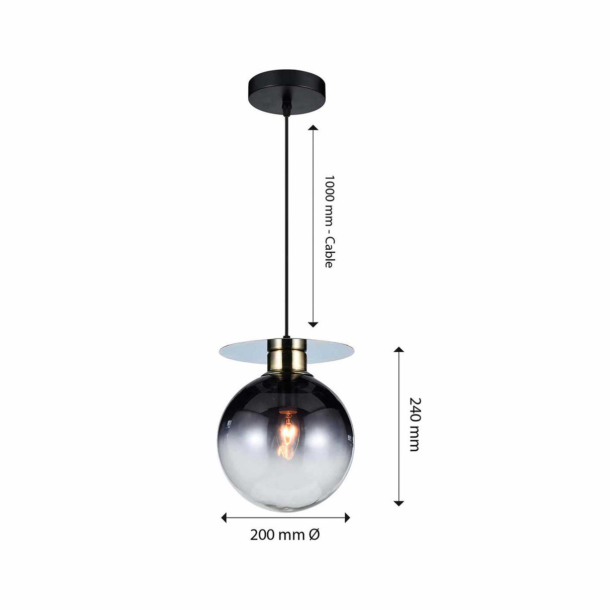 Lámpara Colgante Ada Negro 20x124cm de Techo con Bombilla - Iluminacion | Bylmo