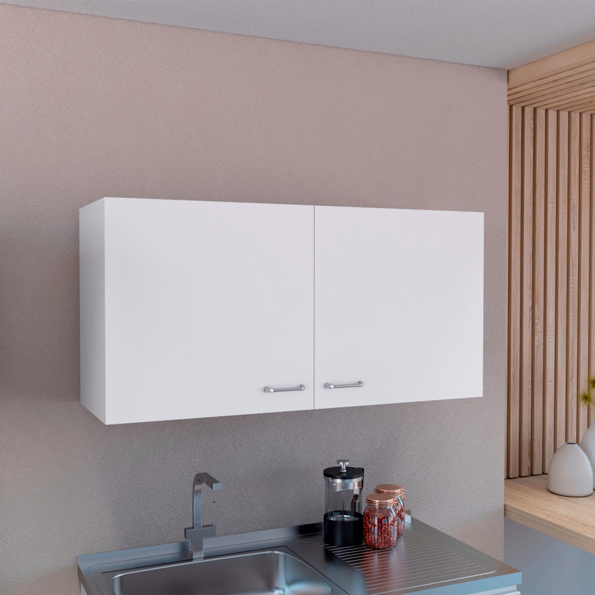 Gabinete Superior de Cocina Napoles Blanco 100x49cm con Dos Puertas - Muebles Superiores | Bylmo