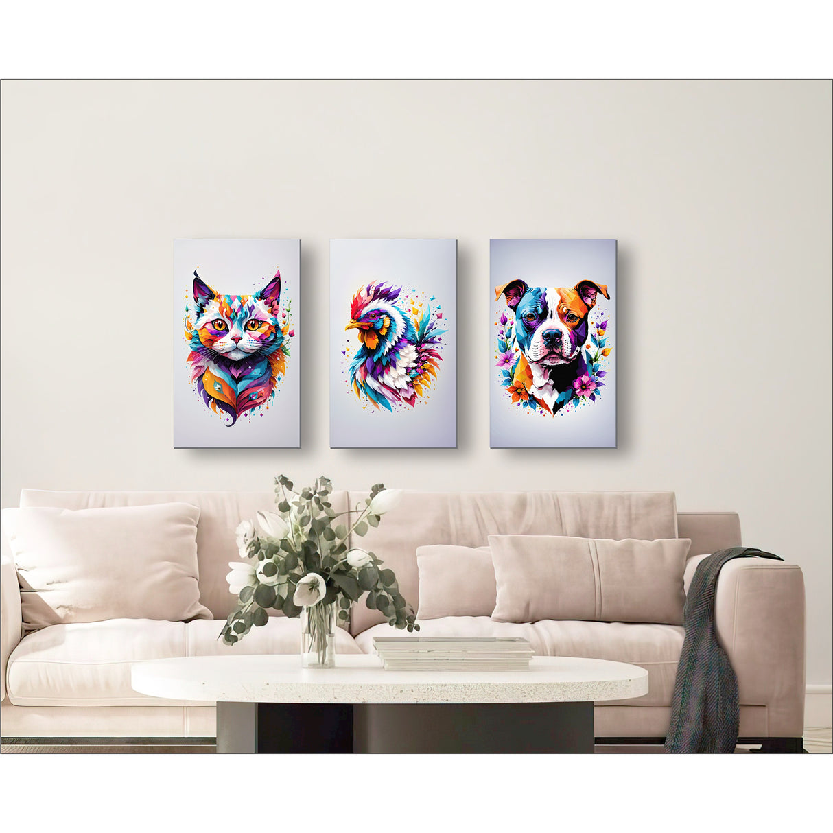 Set 3 Cuadros de Lienzo Pop Colors 43x60cm Decorativos - Cuadros | Bylmo