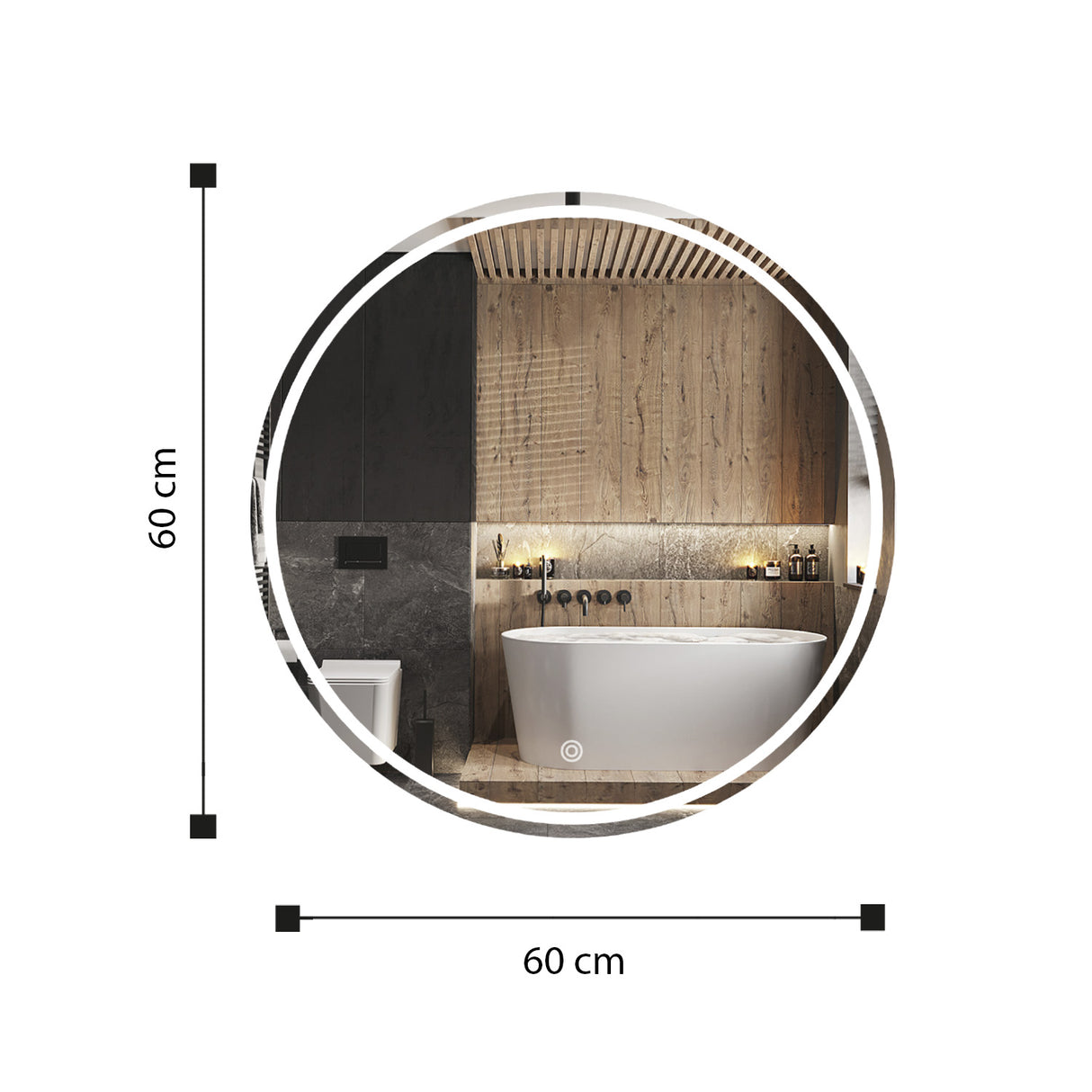 Espejo Led Redondo Moderno 60x60cm Sin Marco - Espejos Decorativos | Bylmo