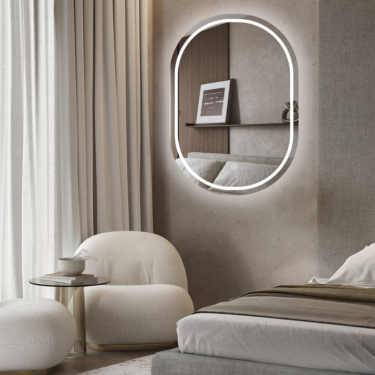 Espejo Led Ovalado Moderno 45x75cm Sin Marco - Espejos Decorativos | Bylmo