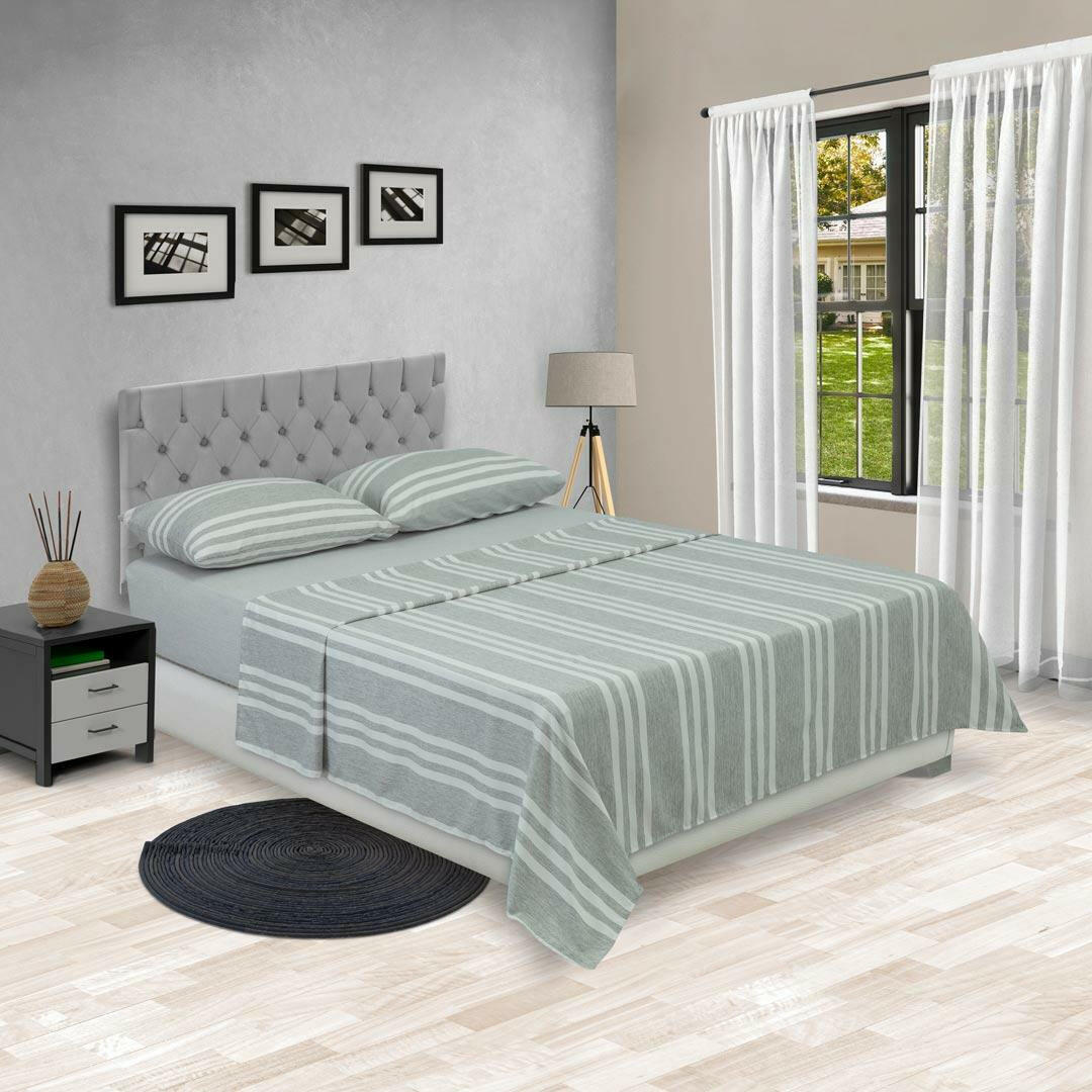 Juego de Sabanas Equilibrio Gris Oscuro para Cama Queen 160 X 190 Cm Rayas - Sabanas | Bylmo