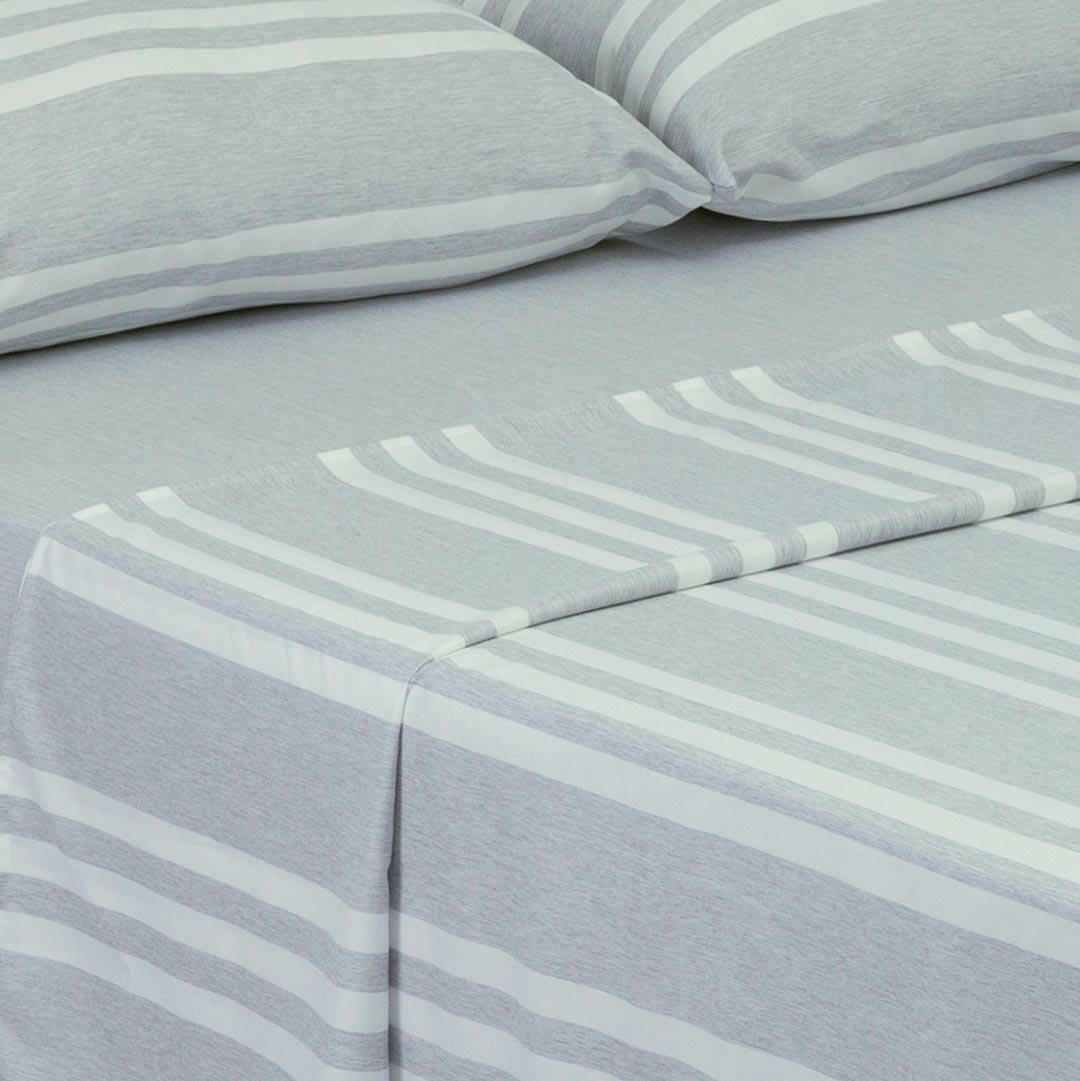 Juego de Sabanas Equilibrio Gris Claro para Cama Queen 160 X 190 Cm Rayas - Sabanas | Bylmo