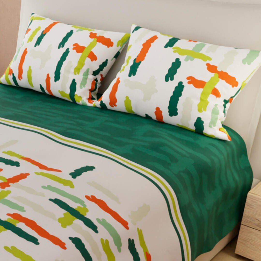 Juego de Sabanas Limila Blanco y Verde para Cama Queen 160 X 190 Cm Manchas - Sabanas | Bylmo
