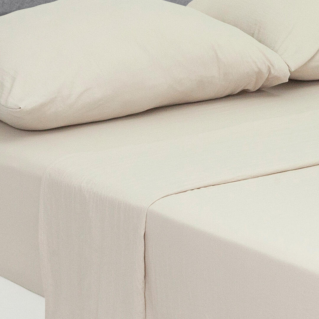 Juego de Sabanas Cotton Sense Marron Claro para Cama Doble 140 X 190 Cm Fondo Entero - Sabanas | Bylmo