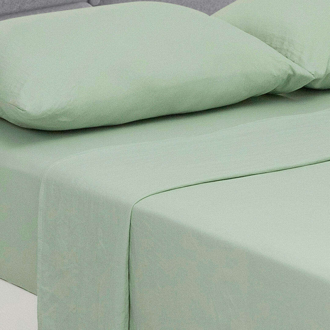 Juego de Sabanas Cotton Sense Verde para Cama Queen 160 X 190 Cm Fondo Entero - Sabanas | Bylmo