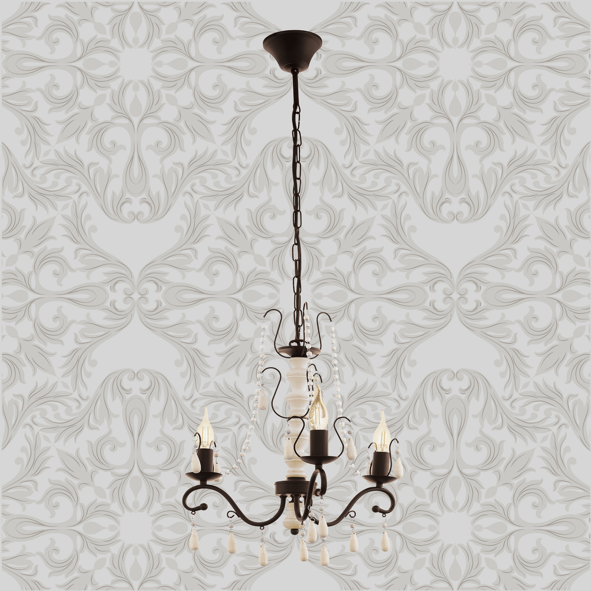 Lámpara Colgante Rústico 3 Luces Café Acero Ajustable 44x44x110cm - Iluminacion | Bylmo