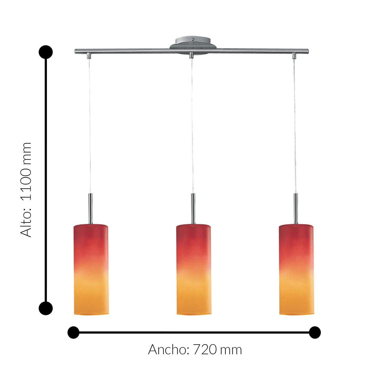 Lámpara Colgante Contemporáneo Rojo 1 Foco 10x72x110cm ACERO Ajustable - Iluminacion | Bylmo