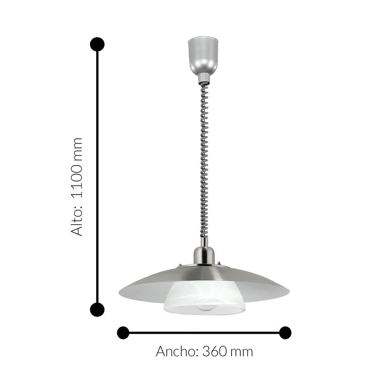Lámpara Colgante Contemporáneo Gris ACERO Ajustable 1 Lámpara 36x36x110cm - Iluminacion | Bylmo
