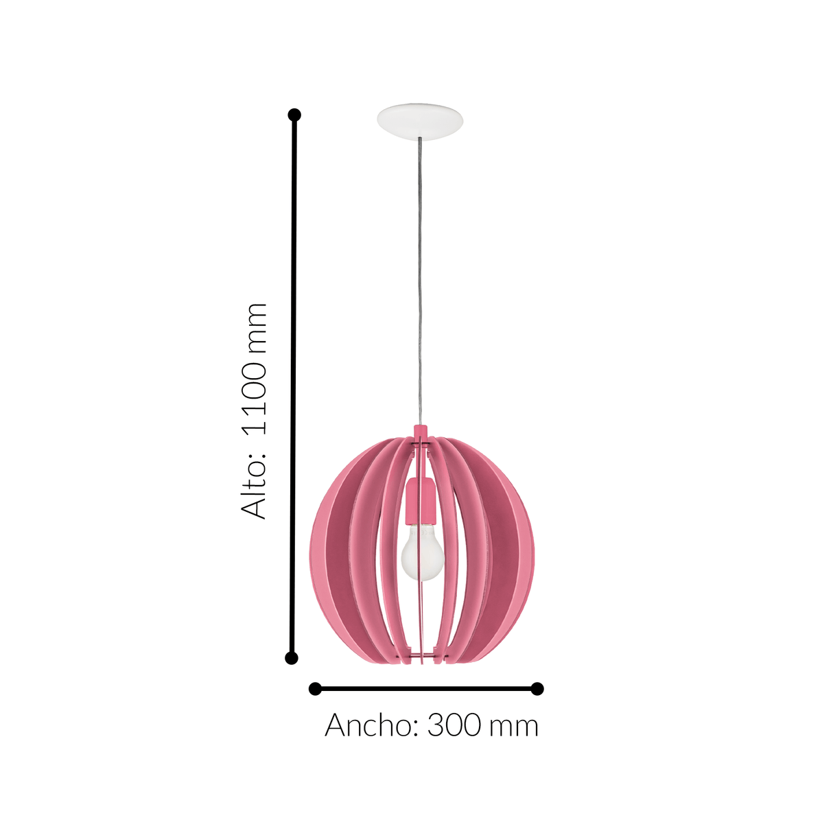 Lámpara Colgante Rústico Rosa 30x30x110 cm Madera Ajustable - Iluminacion | Bylmo