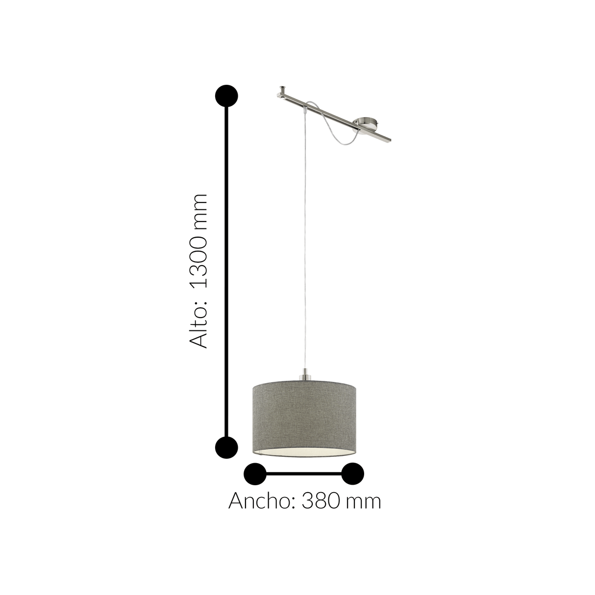 Lámpara Colgante Contemporáneo Gris 1 Luz Ajustable ACERO 38x58x130cm - Iluminacion | Bylmo