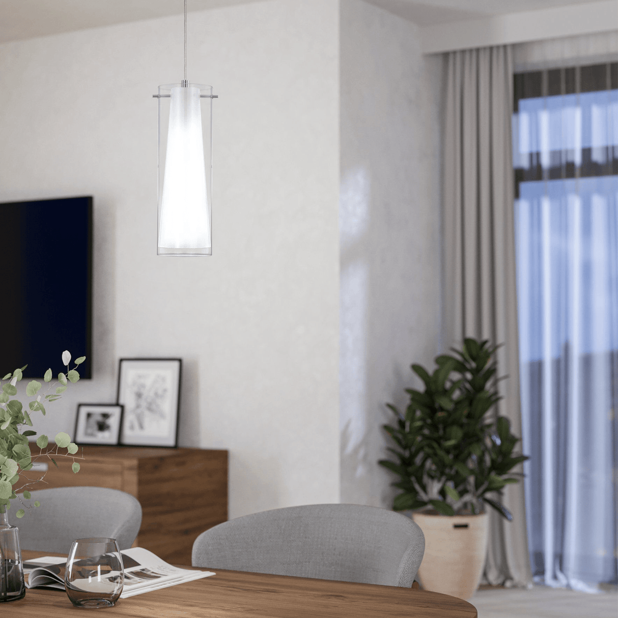 Lámpara Colgante Moderno Gris Acero 16x6x110cm Ambiente LED - Iluminacion | Bylmo