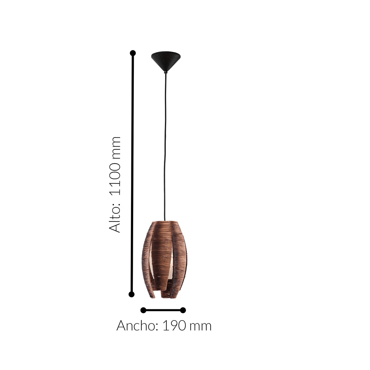Lámpara Colgante Rústico 1 Luz Café Acero 19x10x110 Ambiente - Iluminacion | Bylmo